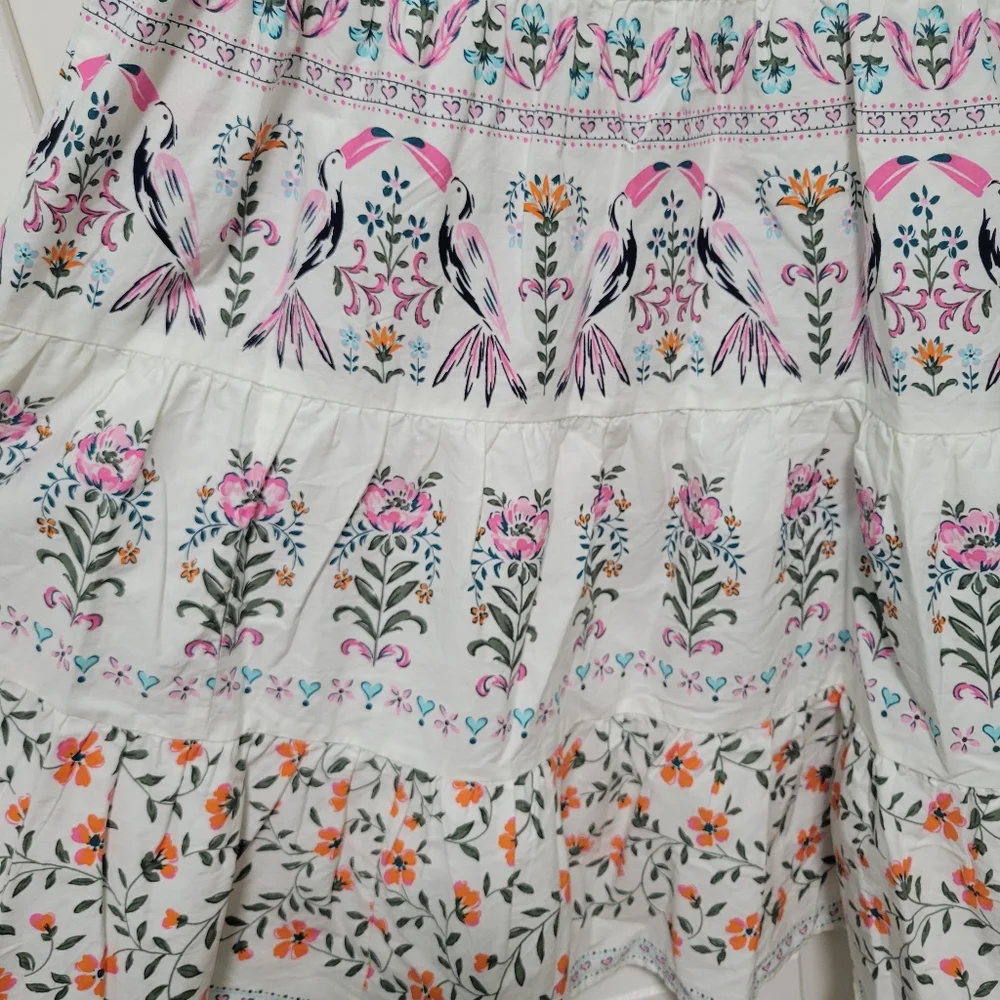 Crown And Ivy White Floral And Toucan Embriodered Boho Dress - Picture 4 of 11